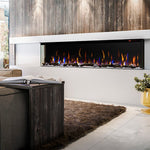 Dimplex IgniteXL Bold 74 Inch Electric Fireplace installed in finished feature wall