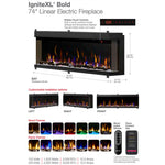 Dimplex IgniteXL Bold 74 Inch Electric Fireplace dimensions diagram