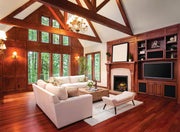 Napoleon Elevation X 36 gas fireplace with oak log set in a living room