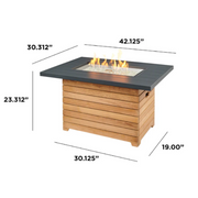 The Outdoor GreatRoom Company Darien Rectangular Gas Fire Pit Table - w/ Aluminum Top