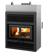 Ventis H325R wood fireplace, front left view with double doors