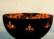 Fleur de Lis Round Steel Fire Bowl By Fire Pit Art