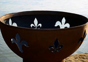 Fleur de Lis Round Steel Fire Bowl By Fire Pit Art