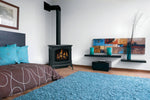 Napoleon Knightsbridge 60 Gas Stove – Black, installed in a bedroom