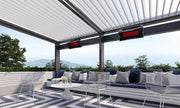 Bromic Platinum gas patio heater wall mounted on outdoor terrace
