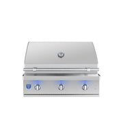 Atlas 36 inch built-in gas grill, hood closed front view