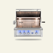 Estate 36 inch built-in gas grill, hood open