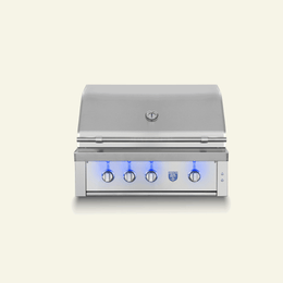 Estate 36 inch built-in gas grill, hood closed