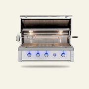 Estate 42 inch built-in gas grill, hood open