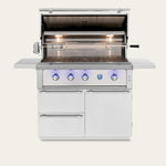 Estate 42 inch freestanding gas grill, hood open